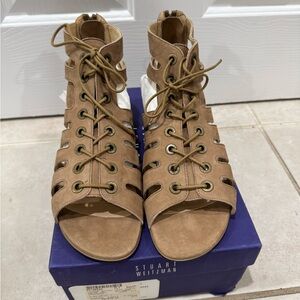 Stuart Weitzman Brown Lace-Up Sandals